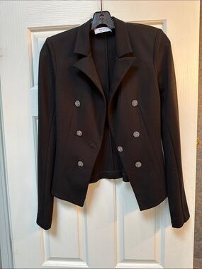 Bailey 44 Black Double-Breasted Blazer with Decorative Buttons